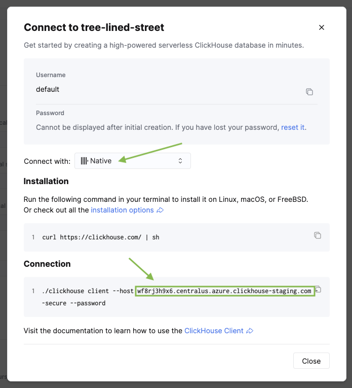 Получение хоста ClickHouse